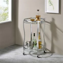 IDIMEX Servierwagen VEGA In Chrom/Klarglas -Günstiges Schränke Geschäft 13812 A0 1N