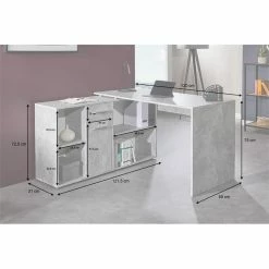 IDIMEX Eckschreibtisch CARMEN Mit Regalteil, Betonoptik -Günstiges Schränke Geschäft 14705 A10