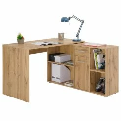 CARO-Möbel Eckschreibtisch DIEGO Mit Regal In Wotan Eiche