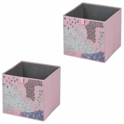 Günstiges Schränke Geschäft 26 IDIMEX Stoffbox FLOWER PINK-2 Im 2er Set In Rosa
