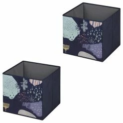 IDIMEX Stoffbox FLOWER NIGHT-2 Im 2er Set In Dunkelblau