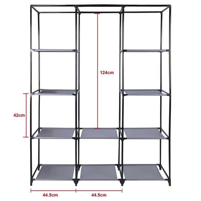 IDIMEX Stoffkleiderschrank STEVEN, 1 Kleiderstange, 9 Regale 5 IDIMEX Stoffkleiderschrank STEVEN, 1 Kleiderstange, 9 Regale – Bild 5