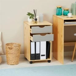 IDIMEX Rollcontainer KANO Mit 2 Schubladen Und 1 Ablagefach In Natur/grau -Günstiges Schränke Geschäft 2113 AC2