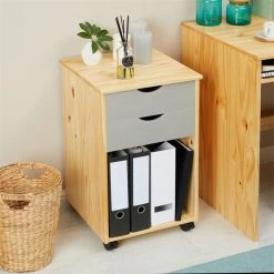 IDIMEX Rollcontainer KANO Mit 2 Schubladen Und 1 Ablagefach In Natur/grau -Günstiges Schränke Geschäft 2113 AC3