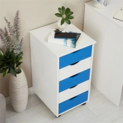 IDIMEX Rollcontainer LAGOS Mit 5 Schubladen In Weiß/blau -Günstiges Schränke Geschäft 2117 AC3