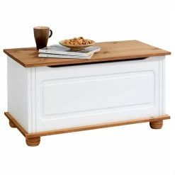 IDIMEX Sitztruhe BRISTOL, Kiefer Massiv, Weiß/braun