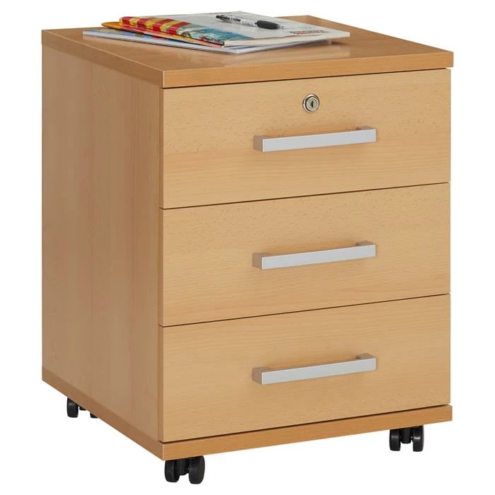 CARO-Möbel Rollcontainer VANCOUVER In Buchefarben Mit 3 Schubladen 1 CARO-Möbel Rollcontainer VANCOUVER In Buchefarben Mit 3 Schubladen