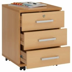 CARO-Möbel Rollcontainer VANCOUVER In Buchefarben Mit 3 Schubladen 6 CARO-Möbel Rollcontainer VANCOUVER In Buchefarben Mit 3 Schubladen -Günstiges Schränke Geschäft 51125 2