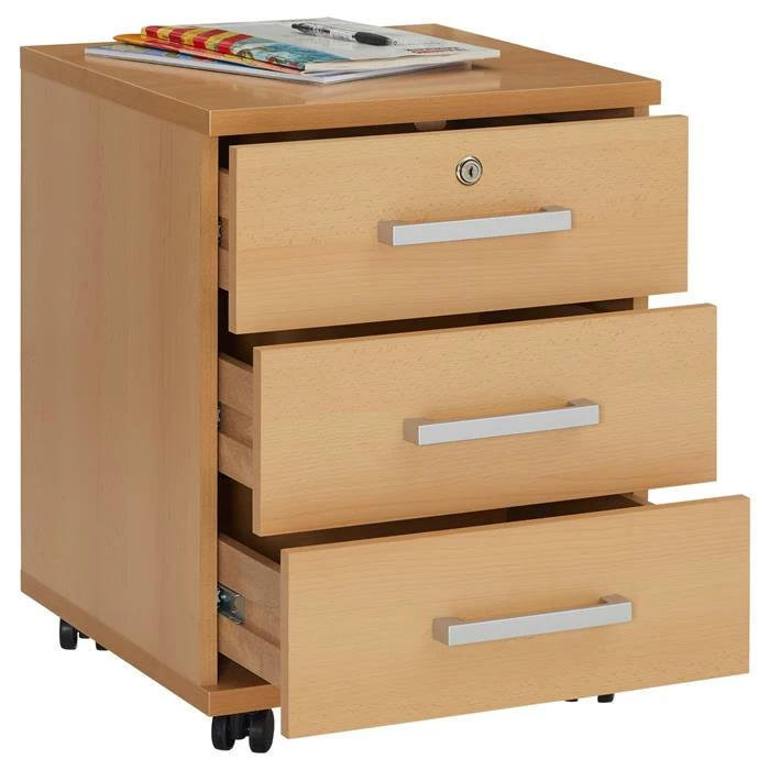 CARO-Möbel Rollcontainer VANCOUVER In Buchefarben Mit 3 Schubladen 3 CARO-Möbel Rollcontainer VANCOUVER In Buchefarben Mit 3 Schubladen – Bild 3
