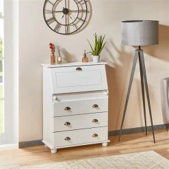 IDIMEX Sekretär GOMES Mit 3 Schubladen Und 2 Fächer Aus Kiefer Weiß -Günstiges Schränke Geschäft 7270 AC2