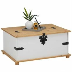 IDIMEX Truhentisch TEQUILA, Kiefer Massiv Weiß/braun, Mexiko