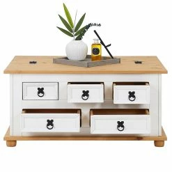 IDIMEX Truhentisch TEQUILA, Kiefer Massiv Weiß/braun, Mexiko -Günstiges Schränke Geschäft 81382 4 N1