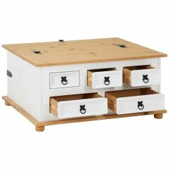 IDIMEX Truhentisch TEQUILA, Kiefer Massiv Weiß/braun, Mexiko -Günstiges Schränke Geschäft 81382 5 N1