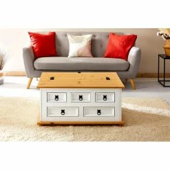 IDIMEX Truhentisch TEQUILA, Kiefer Massiv Weiß/braun, Mexiko -Günstiges Schränke Geschäft 81382 A1