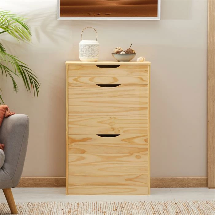 IDIMEX Schuhkipper BASIL Mit 2 Kipper Und In Natur, Kiefer Massiv 3 IDIMEX Schuhkipper BASIL Mit 2 Kipper Und In Natur, Kiefer Massiv – Bild 3