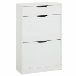 IDIMEX Schuhkipper BASIL Mit 2 Kipper Und 1 Schublade In Weiß, Kiefer Massiv