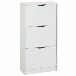 IDIMEX Schuhschrank BASIL Mit 3 Kipper In Weiß, Kiefer Massiv