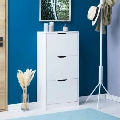 IDIMEX Schuhschrank BASIL Mit 3 Kipper In Weiß, Kiefer Massiv -Günstiges Schränke Geschäft 84010 A0 3N