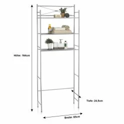 CARO-Möbel Toiletten Waschmaschinen Regal MARSA Mit 3 Ablagen In Grau -Günstiges Schränke Geschäft 93000 00