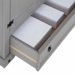 CARO-Möbel Kleiderschrank RAMON Im Mexiko Stil, Kiefer Massiv, Grau/natur -Günstiges Schränke Geschäft 93083 5 N