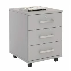 Günstiges Schränke Geschäft 15 CARO-Möbel Rollcontainer VANCOUVER In Grau Mit 3 Schubladen