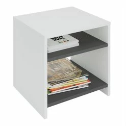 CARO-Möbel Beistelltisch ALMERIA Weiß/grau Mit 2 Fächern