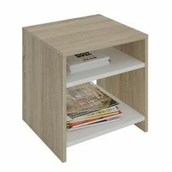 CARO-Möbel Beistelltisch ALMERIA Sonoma Eiche/weiß Mit 2 Fächern