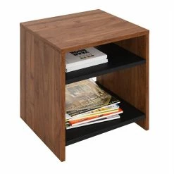 CARO-Möbel Beistelltisch ALMERIA Nussbaum/schwarz Mit 2 Fächern