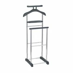 CARO-Möbel Herrendiener MUMBAI, In Schwarz/chrom Mit Ablage