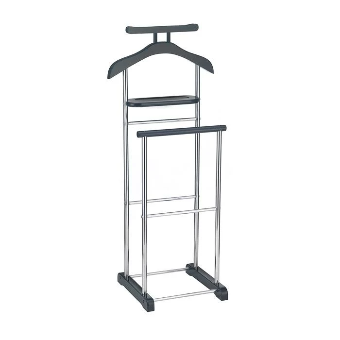 CARO-Möbel Herrendiener MUMBAI, In Schwarz/chrom Mit Ablage 1 CARO-Möbel Herrendiener MUMBAI, In Schwarz/chrom Mit Ablage