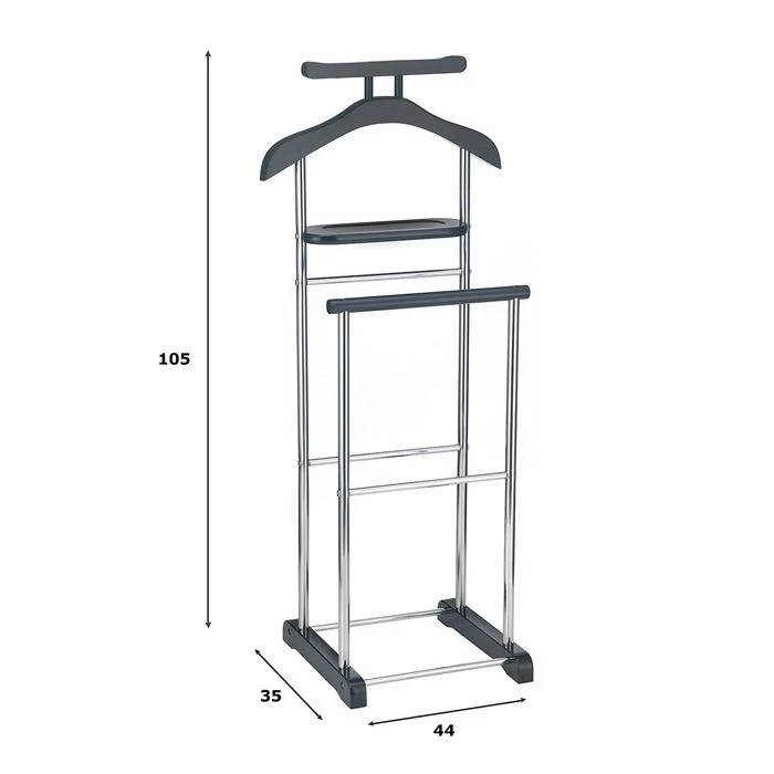 CARO-Möbel Herrendiener MUMBAI, In Schwarz/chrom Mit Ablage 3 CARO-Möbel Herrendiener MUMBAI, In Schwarz/chrom Mit Ablage – Bild 3