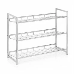 CARO-Möbel Schuhregal VALERIO Metall Verchromt, 3 Ablagen -Günstiges Schränke Geschäft 94689 2