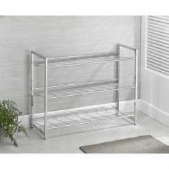 CARO-Möbel Schuhregal VALERIO Metall Verchromt, 3 Ablagen -Günstiges Schränke Geschäft 94689 3