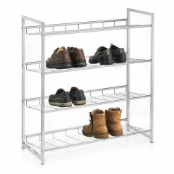 CARO-Möbel Schuhregal VALERIO Metall Verchromt, 4 Ablagen