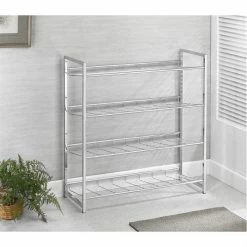 CARO-Möbel Schuhregal VALERIO Metall Verchromt, 4 Ablagen -Günstiges Schränke Geschäft 94690 3