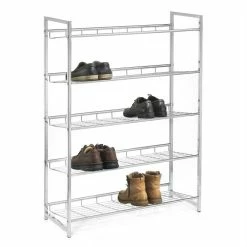 CARO-Möbel Schuhregal VALERIO Metall Verchromt, 5 Ablagen