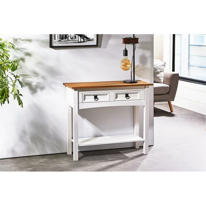 CARO-Möbel Konsolentisch CAMPO Kiefer Massiv Mit 2 Schubladen, Mexiko Möbel 2 CARO-Möbel Konsolentisch CAMPO Kiefer Massiv Mit 2 Schubladen, Mexiko Möbel – Bild 2