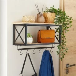 CARO-Möbel Wandgarderobe ARMANDO Schwarz/braun -Günstiges Schränke Geschäft 95193 AC2