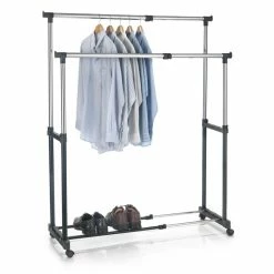 CARO-Möbel Garderobenwagen CASA In Schwarz, 2 Kleiderstangen