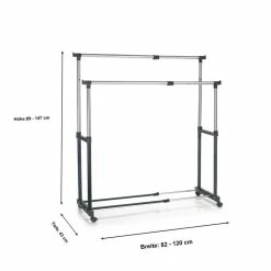 CARO-Möbel Garderobenwagen CASA In Schwarz, 2 Kleiderstangen -Günstiges Schränke Geschäft 95301 3