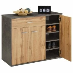 CARO-Möbel Schuhschrank DEUSTO In Beton Dunkel/Wotan Eiche 9 CARO-Möbel Schuhschrank DEUSTO In Beton Dunkel/Wotan Eiche -Günstiges Schränke Geschäft 95439 3 N