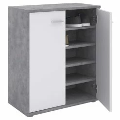 CARO-Möbel Schuhschrank LENNIS 2 Türen In Betonoptik/weiß