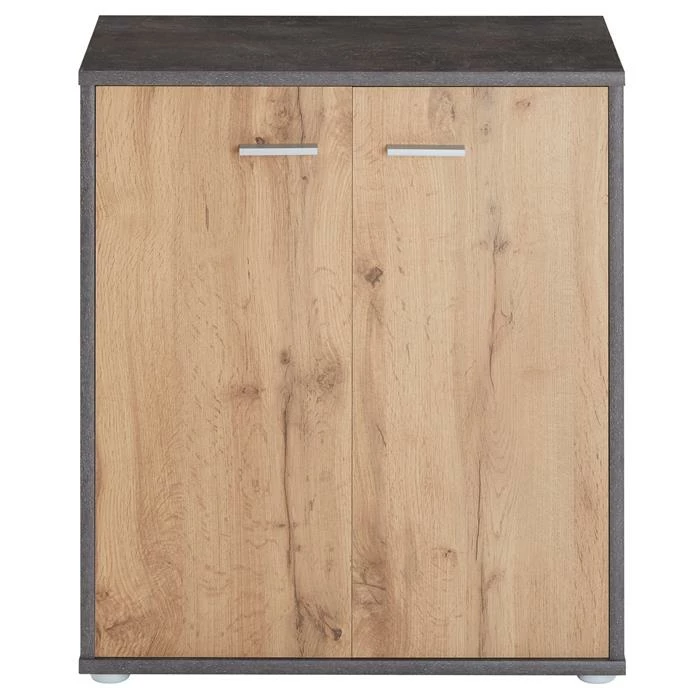 CARO-Möbel Schuhschrank LENNIS 2 Türen In Beton Dunkel/Wotan Eiche 3 CARO-Möbel Schuhschrank LENNIS 2 Türen In Beton Dunkel/Wotan Eiche – Bild 3