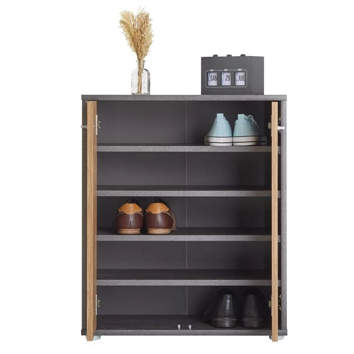 CARO-Möbel Schuhschrank LENNIS 2 Türen In Beton Dunkel/Wotan Eiche 5 CARO-Möbel Schuhschrank LENNIS 2 Türen In Beton Dunkel/Wotan Eiche – Bild 5