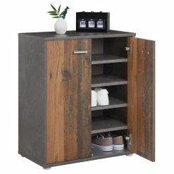 CARO-Möbel Schuhschrank LENNIS 2 Türen In Old Style/Beton Dunkel -Günstiges Schränke Geschäft 95470 2