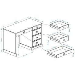 IDIMEX Schreibtisch COLETTE Honigfarben -Günstiges Schränke Geschäft COLETTE 7245 46 Skizze 1