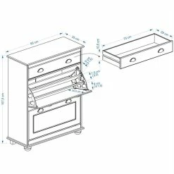 IDIMEX Schuhschrank COLMAR Gebeizt Mit 2 Klappen -Günstiges Schränke Geschäft COLMAR 8292 8293 Skizze