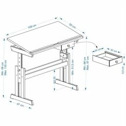 IDIMEX Kinderschreibtisch FLEXI Höhenverstellbar In Weiß -Günstiges Schränke Geschäft FLEXY 7720 21 22 23 24 25 Skizze